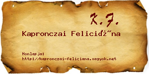 Kapronczai Feliciána névjegykártya