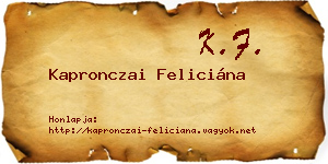 Kapronczai Feliciána névjegykártya